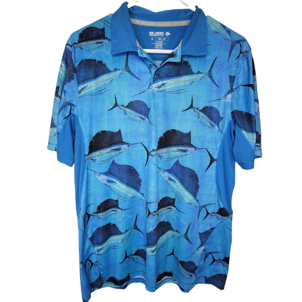 Reel Legends Reel-Tec SZ S Activewear/Sportswear Polo Shirt Fishing Light Weight